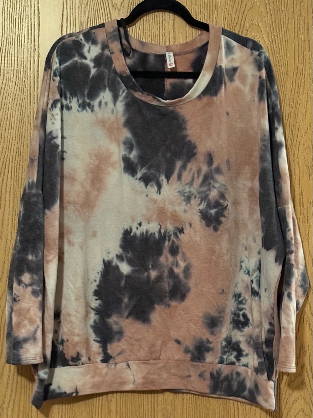 Women's Tie-Dye Crewneck Sweatshirt in Taupe and Black